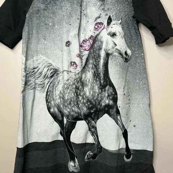 GAP Short  Sleeve Horse Print T-Shirt Dress - Picture 3 of 8